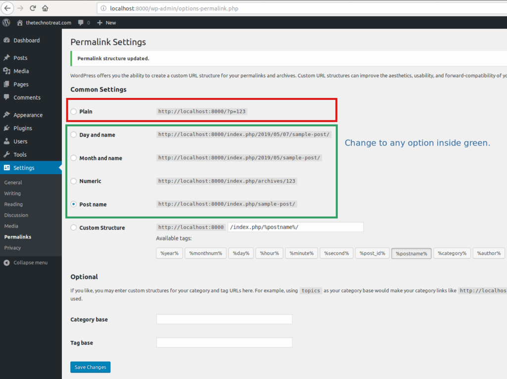 Permalink settings for rest api