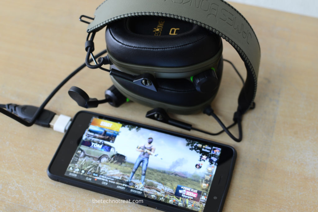 James Donkey gaming head phone connected with mobile to play pubg